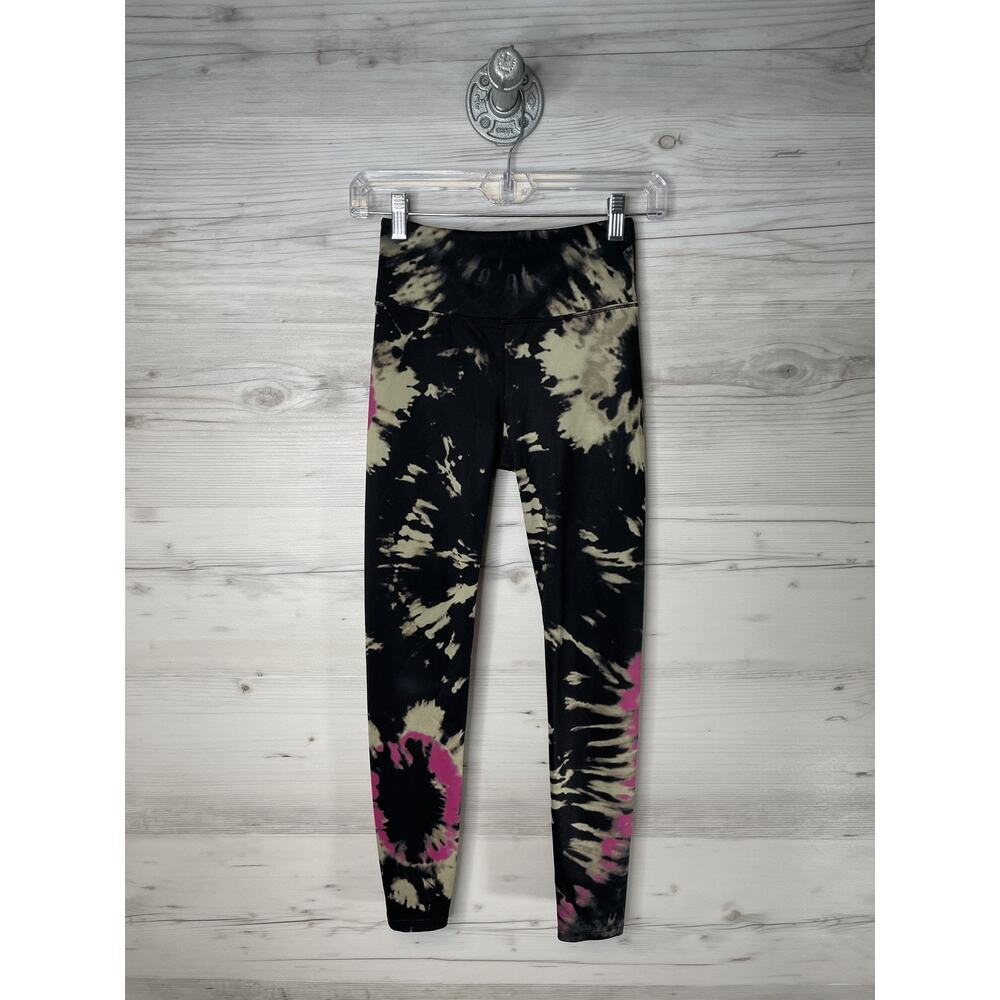 Noli Leggings Womens XS Black Pink‎ Tie Dye Made in USA Yoga Athletic Workout